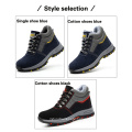 Breathable Non Slip Durable Men Safety Shoes Cow Leather Blue Steel Toe winter Shoes
